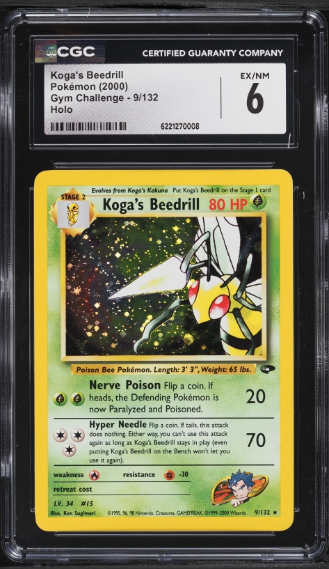 2000 Pokemon Gym Challenge Holo Koga's Beedrill #9 CGC 6 EXMT