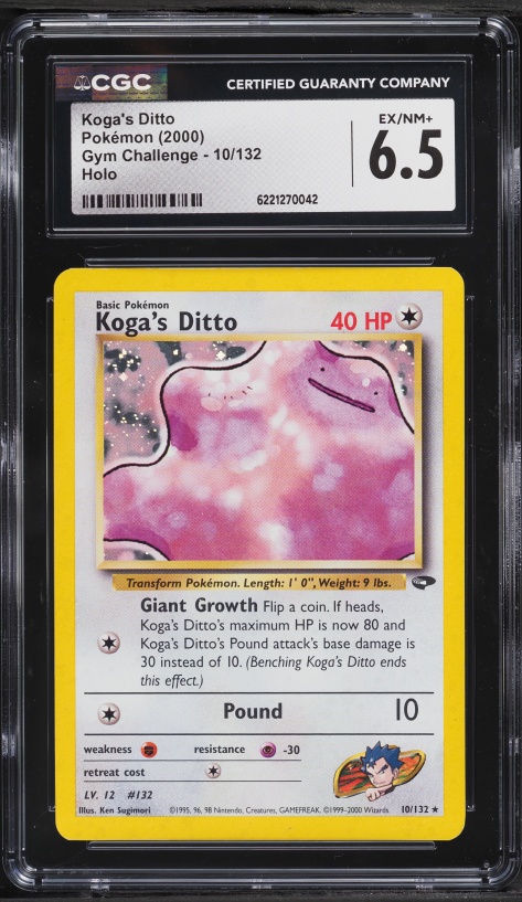 2000 Pokemon Gym Challenge Holo Koga's Ditto #10 CGC 6.5 EXMT+