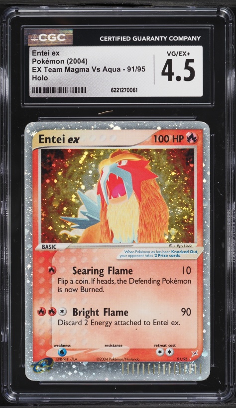 2004 Pokemon EX Team Magma Vs Team Aqua Holo Entei Ex #91 CGC 4.5 VGEX+