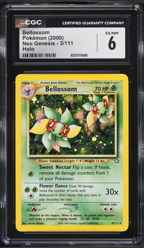 2000 Pokemon Neo Genesis Holo Bellossom #3 CGC 6 EXMT