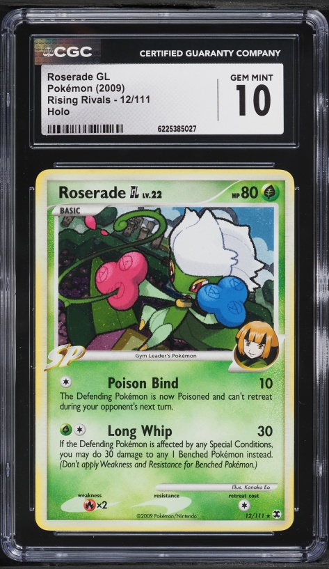 2009 Pokemon Platinum Rising Rivals Holo Roserade GL #12 CGC 10 GEM MINT