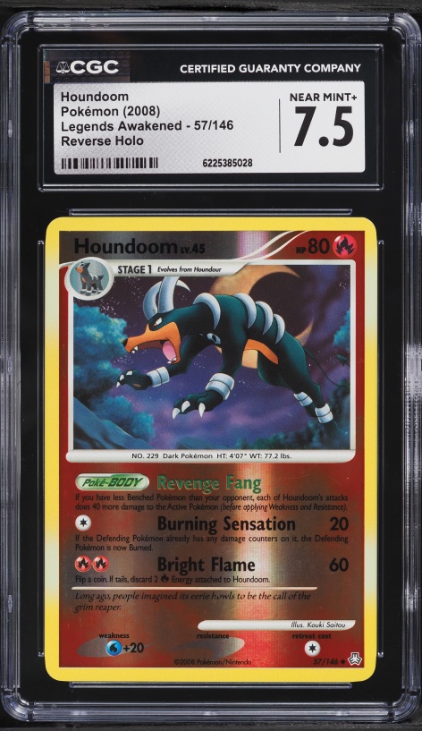 2008 Pokemon Legends Awakened Reverse Holo Houndoom #57 CGC 7.5 NRMT+