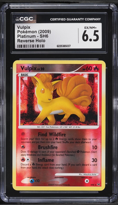 2009 Pokemon Platinum Reverse Holo Vulpix #SH6 CGC 6.5 EXMT+