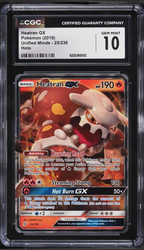 2019 Pokemon Sun & Moon Unified Minds Holo Heatran Gx #25 CGC 10 GEM MINT