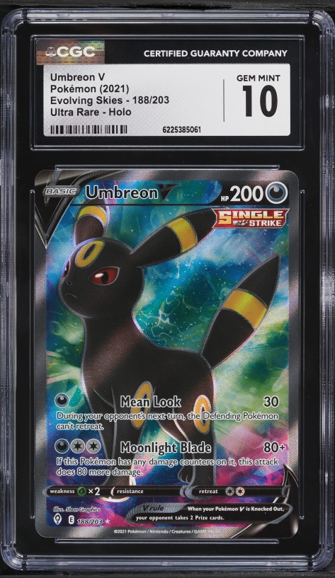 2021 Pokemon Sword & Shield Evolving Skies Full Art Umbreon V #188 CGC 10 GEM MINT