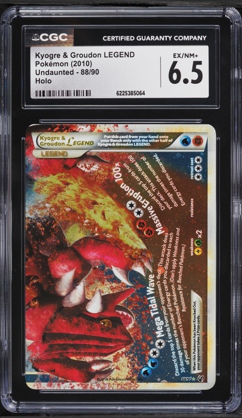 2010 Pokemon HeartGold & SoulSilver Undaunted Holo Kyogre & Groudon LEGEND #88 CGC 6.5 EXMT+