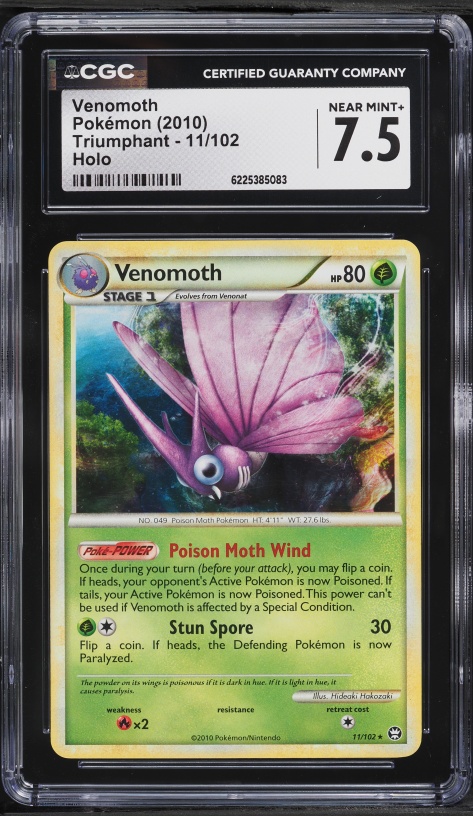2010 Pokemon HeartGold & SoulSilver Triumphant Holo Venomoth #11 CGC 7.5 NRMT+