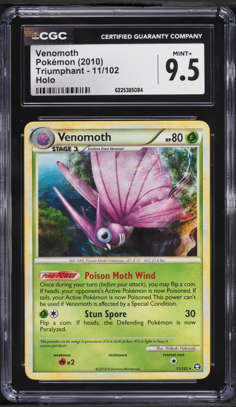 2010 Pokemon HeartGold & SoulSilver Triumphant Holo Venomoth #11 CGC 9.5 MINT+