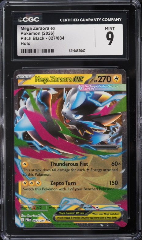 2026 Pokemon Mega Evolution Pitch Black Holo Mega Zeraora Ex #27 CGC 9 MINT