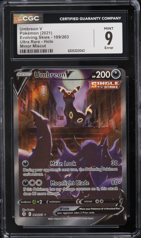 2021 Pokemon Sword & Shield Evolving Skies Full Art Umbreon V #189 CGC 9 MINT