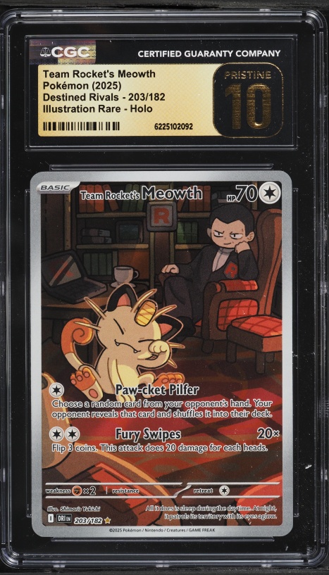 2025 Pokemon Scarlet & Violet Destined Rivals IR Team Rocket's Meowth #203 CGC 10 PRISTINE