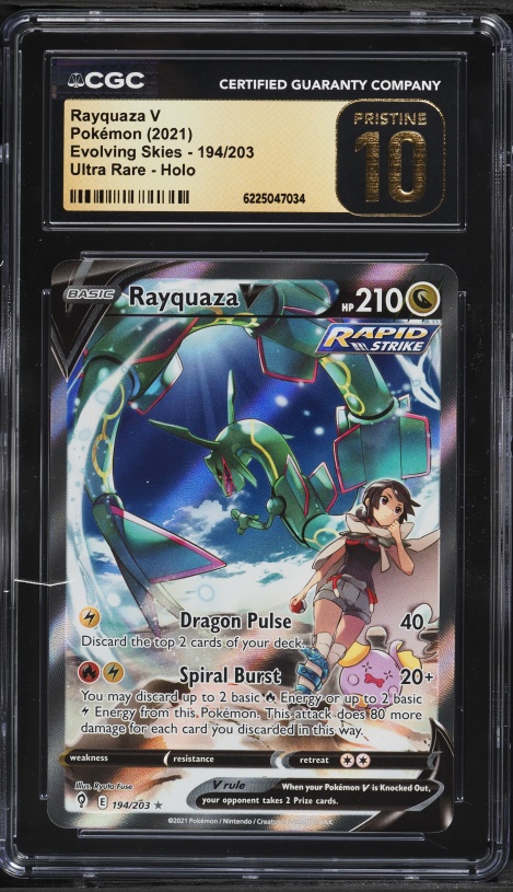 2021 Pokemon Sword & Shield Evolving Skies Alt Art Rayquaza V #194 CGC 10 PRISTINE