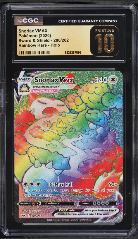 2020 Pokemon Sword & Shield Rainbow Rare Snorlax VMAX #206 CGC 10 PRISTINE