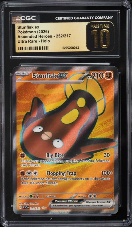 2026 Pokemon Mega Evolution Ascended Heroes Full Art Stunfisk Ex #252 CGC 10 PRISTINE