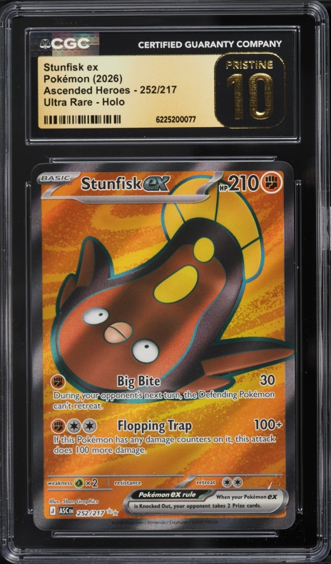 2026 Pokemon Mega Evolution Ascended Heroes Full Art Stunfisk Ex #252 CGC 10 PRISTINE