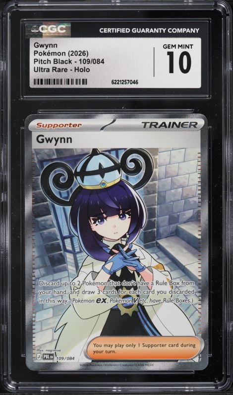 2026 Pokemon Mega Evolution Pitch Black Full Art Gwynn #109 CGC 10 GEM MINT