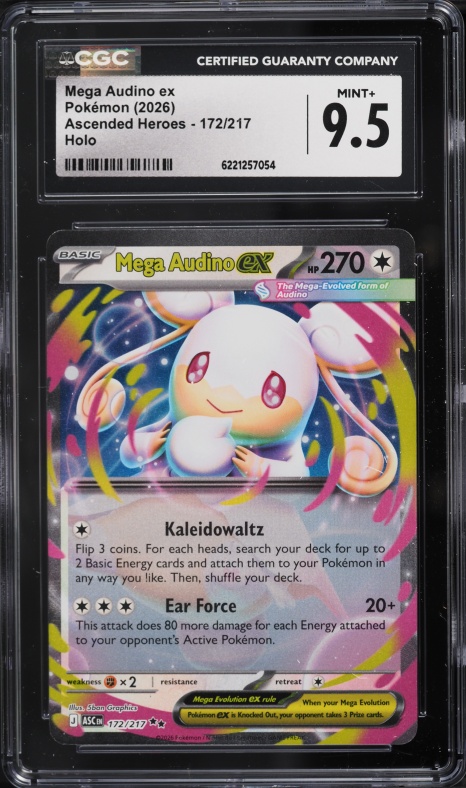 2026 Pokemon Mega Evolution Ascended Heroes Holo Mega Audino Ex #172 CGC 9.5 MINT+