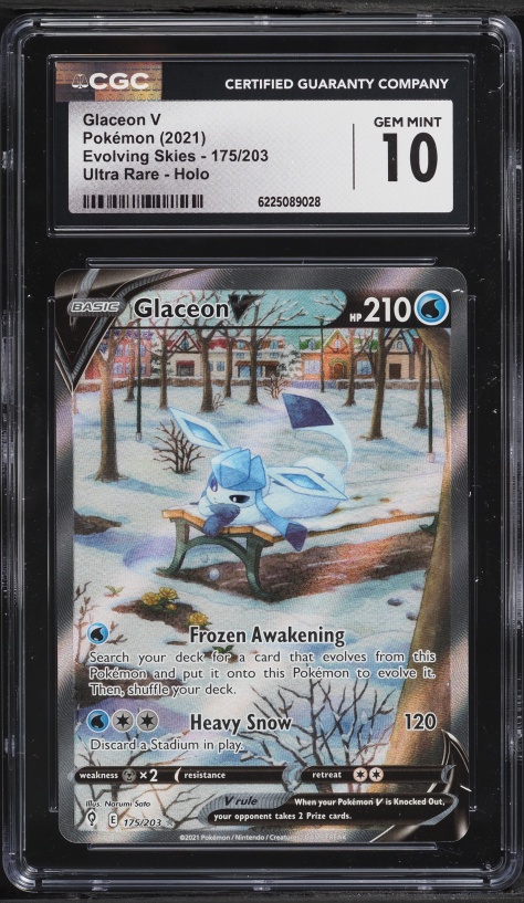2021 Pokemon Sword & Shield Evolving Skies Full Art Glaceon V #175 CGC 10 GEM MINT