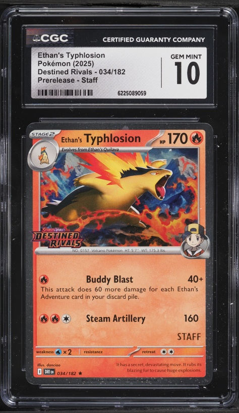 2025 Pokemon SV Destined Rivals Prerelease Staff Ethan's Typhlosion #34 CGC 10 GEM MINT