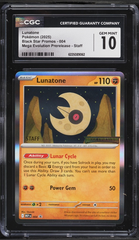 2025 Pokemon Mega Evolution Promo Prerelease Staff Lunatone #4 CGC 10 GEM MINT