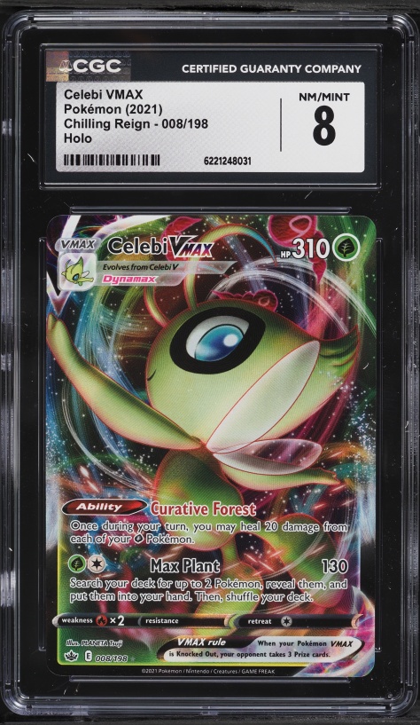 2021 Pokemon Sword & Shield Chilling Reign Holo Celebi VMAX #8 CGC 8 NM-MT