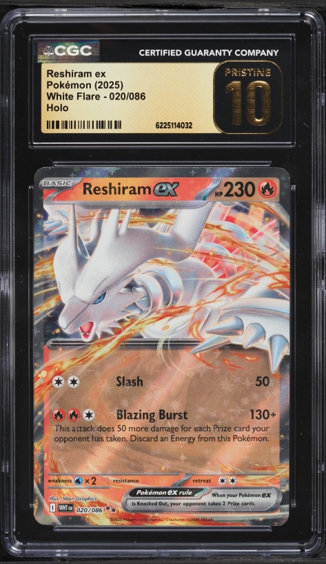 2025 Pokemon Scarlet & Violet White Flare Holo Reshiram Ex #20 CGC 10 PRISTINE