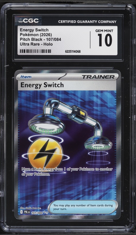 2026 Pokemon Mega Evolution Pitch Black Full Art Energy Switch #107 CGC 10 GEM MINT