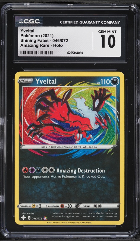 2021 Pokemon Sword & Shield Shining Fates Amazing Rare Yveltal #46 CGC 10 GEM MINT