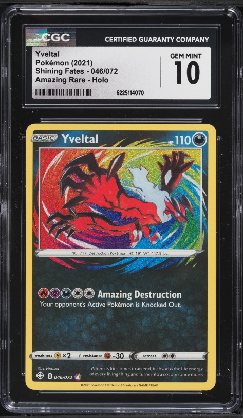 2021 Pokemon Sword & Shield Shining Fates Amazing Rare Yveltal #46 CGC 10 GEM MINT