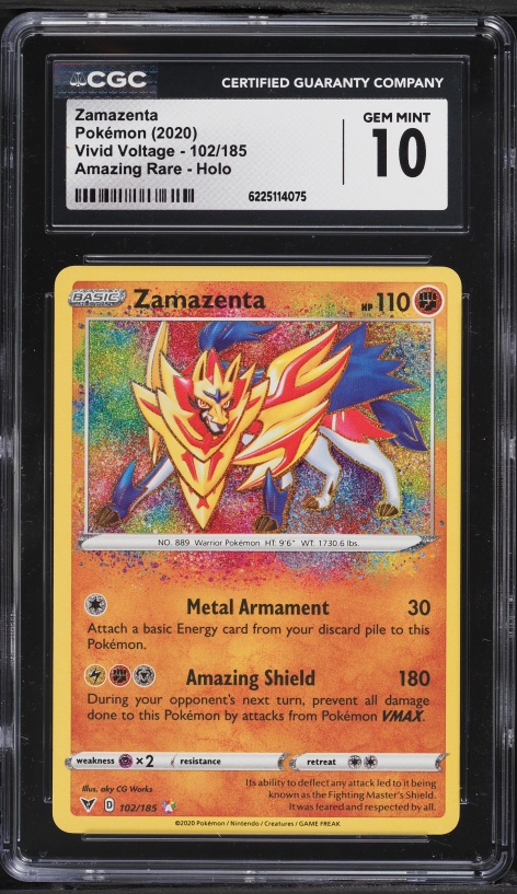2020 Pokemon Sword & Shield Vivid Voltage Amazing Rare Zamazenta #102 CGC 10 GEM MINT