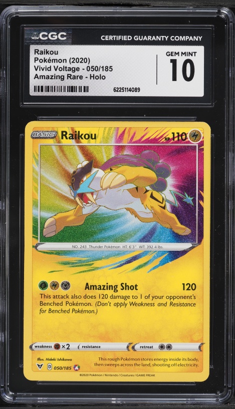2020 Pokemon Sword & Shield Vivid Voltage Amazing Rare Raikou #50 CGC 10 GEM MINT