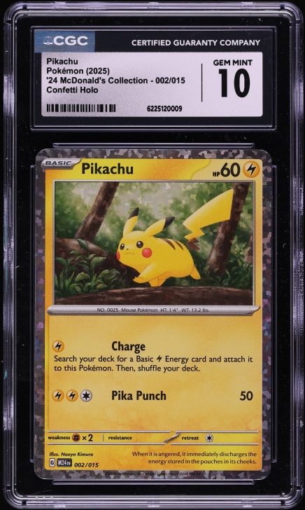 2025 Pokemon Scarlet & Violet '24 McDonald's Collection Confetti Holo Pikachu #2 CGC 10 GEM
