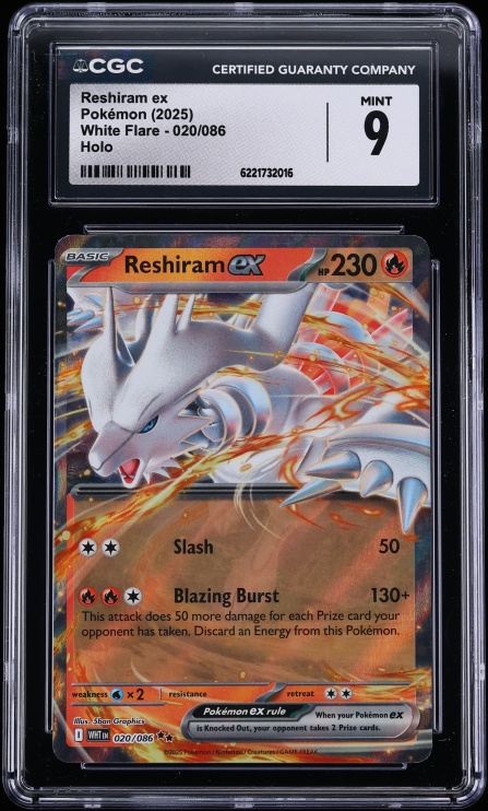 2025 Pokemon Scarlet & Violet White Flare Holo Reshiram Ex #20 CGC 9 MINT