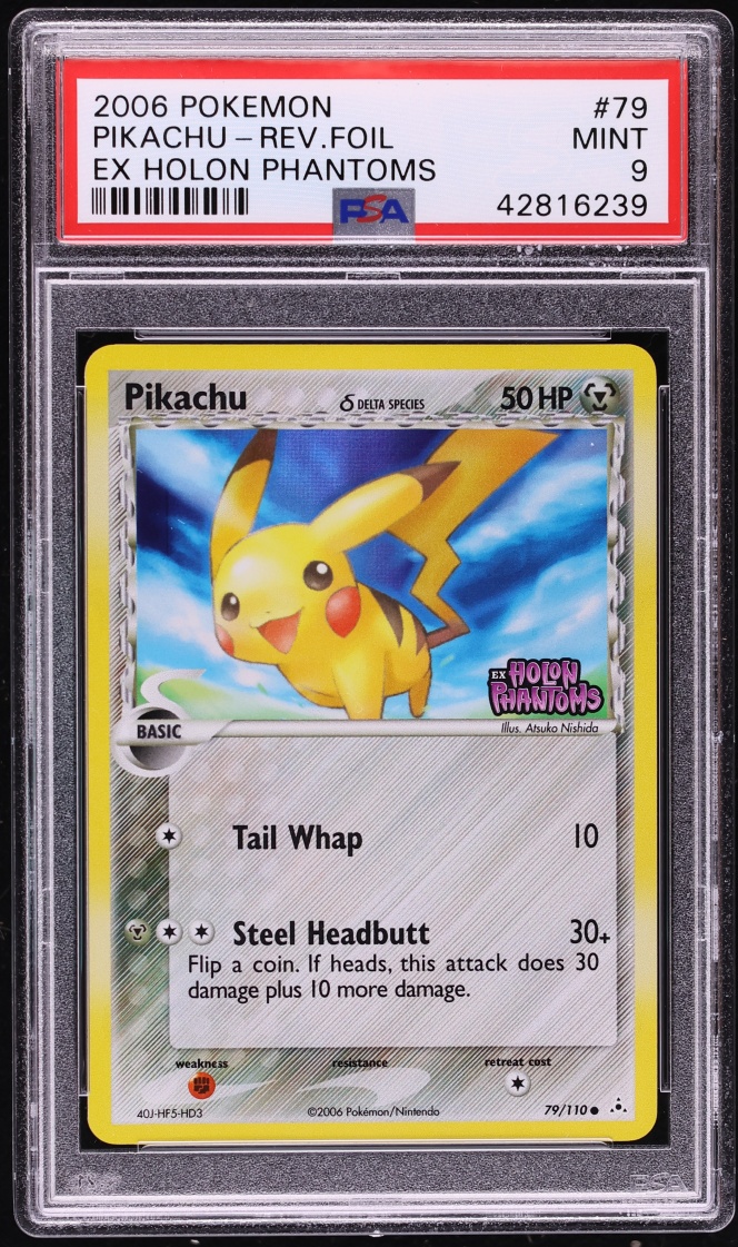 2006 Pokemon EX Holon Phantoms Reverse Holo Pikachu #79 PSA 9 MINT