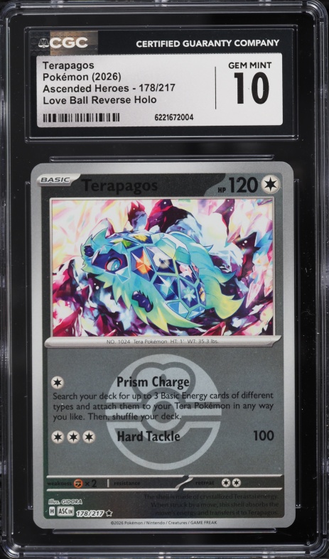 2026 Pokemon Mega Evolution Ascended Heroes Love Ball Reverse Holo Terapagos #178 CGC 10 GEM