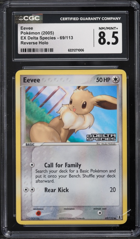 2005 Pokemon EX Delta Species Reverse Holo Eevee #69 CGC 8.5 NM-MT+