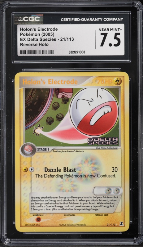 2005 Pokemon EX Delta Species Reverse Holo Holon's Electrode #21 CGC 7.5 NRMT+