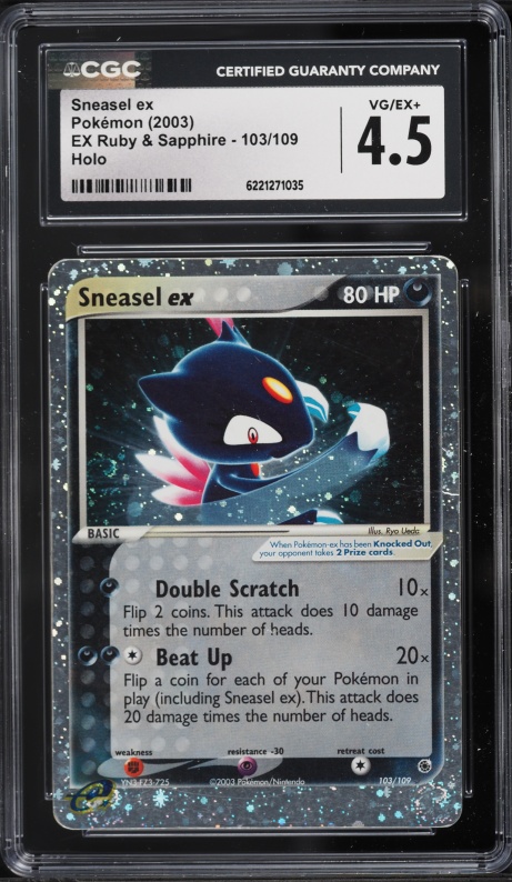 2003 Pokemon Ex Ruby & Sapphire Holo Sneasel Ex #103 CGC 4.5 VGEX+