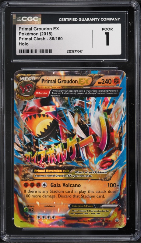 2015 Pokemon XY Primal Clash Holo Primal Groudon Ex #86 CGC 1 PR