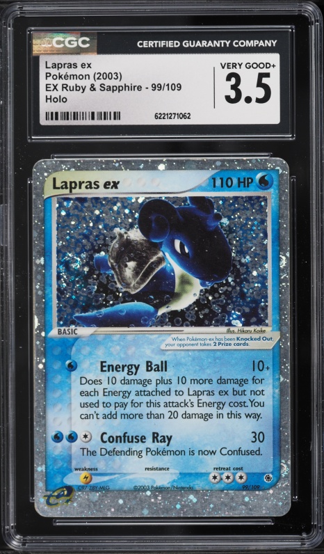 2003 Pokemon EX Ruby & Sapphire Holo Lapras Ex #99 CGC 3.5 VG+