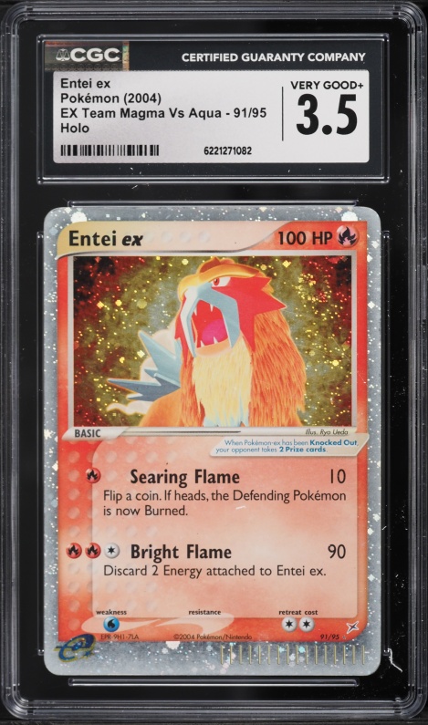 2004 Pokemon EX Team Magma Vs Team Aqua Holo Entei Ex #91 CGC 3.5 VG+