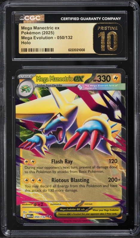 2025 Pokemon Mega Evolution Holo Mega Manectric EX #50 CGC 10 PRISTINE