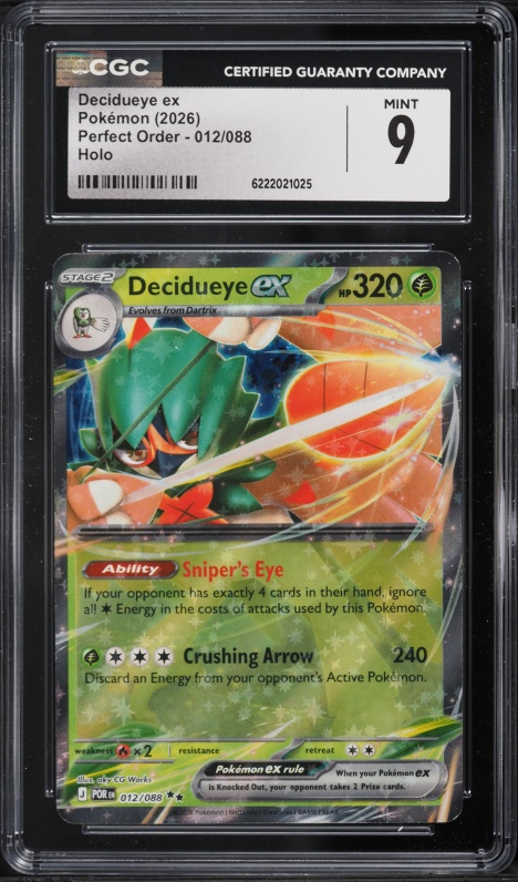 2026 Pokemon Mega Evolution Perfect Order Holo Decidueye EX #12 CGC 9 MINT