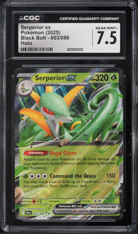 2025 Pokemon Scarlet & Violet Black Bolt Holo Serperior EX #3 CGC 7.5 NRMT+