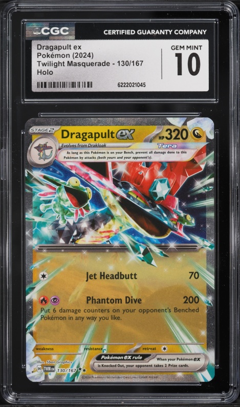 2024 Pokemon Scarlet & Violet Twilight Masquerade Holo Dragapult EX #130 CGC 10 GEM MINT