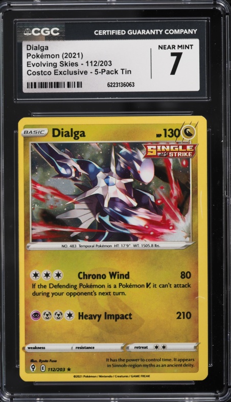 2021 Pokemon SWSH Evolving Skies Costco Exclusive 5-Pack Tin Dialga #112 CGC 7 NRMT
