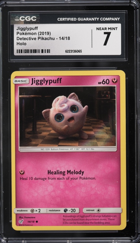 2019 Pokemon Sun & Moon Detective Pikachu Holo Jigglypuff #14 CGC 7 NRMT