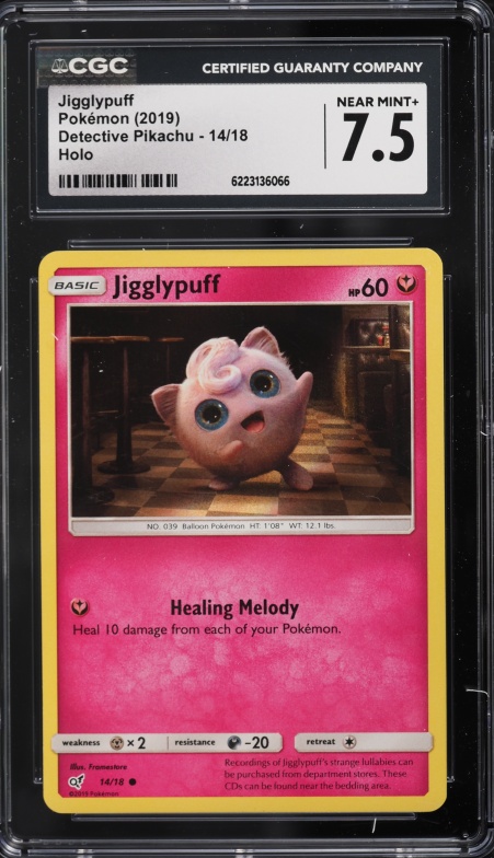 2019 Pokemon Sun & Moon Detective Pikachu Holo Jigglypuff #14 CGC 7.5 NRMT+