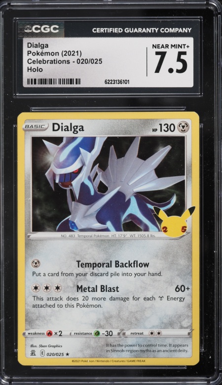 2021 Pokemon Sword & Shield Celebrations Holo Dialga #20 CGC 7.5 NRMT+