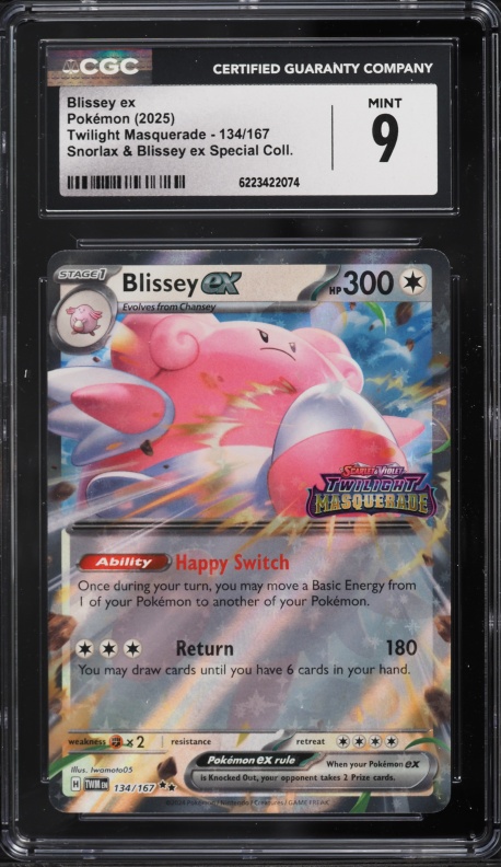 2025 Pokemon SV Twilight Masquerade Snorlax Ex Special Holo Blissey Ex #134 CGC 9 MINT